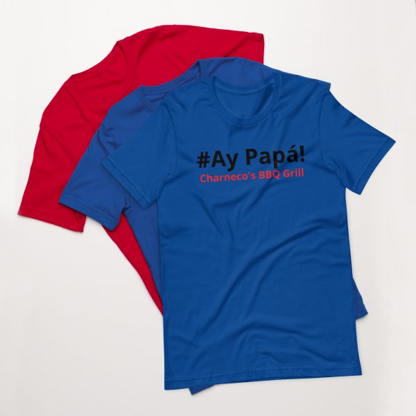 Ay Papa letra negra y roja con mapa de PR Unisex t-shirt - Image 2